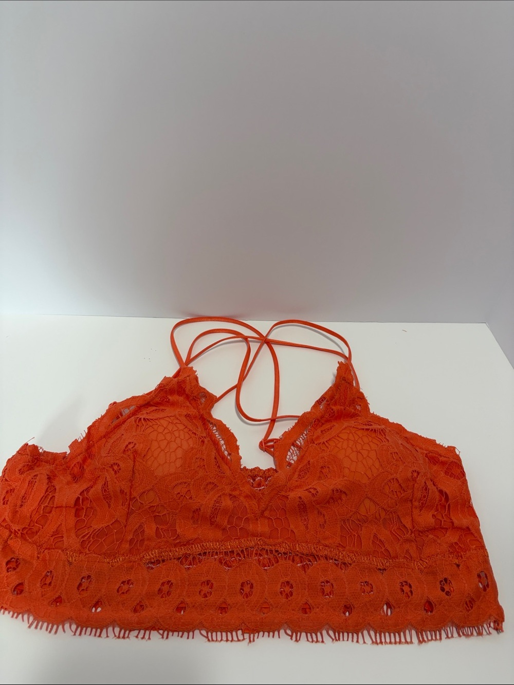 Lace Strappy Bralette in Bright Orange new 2X